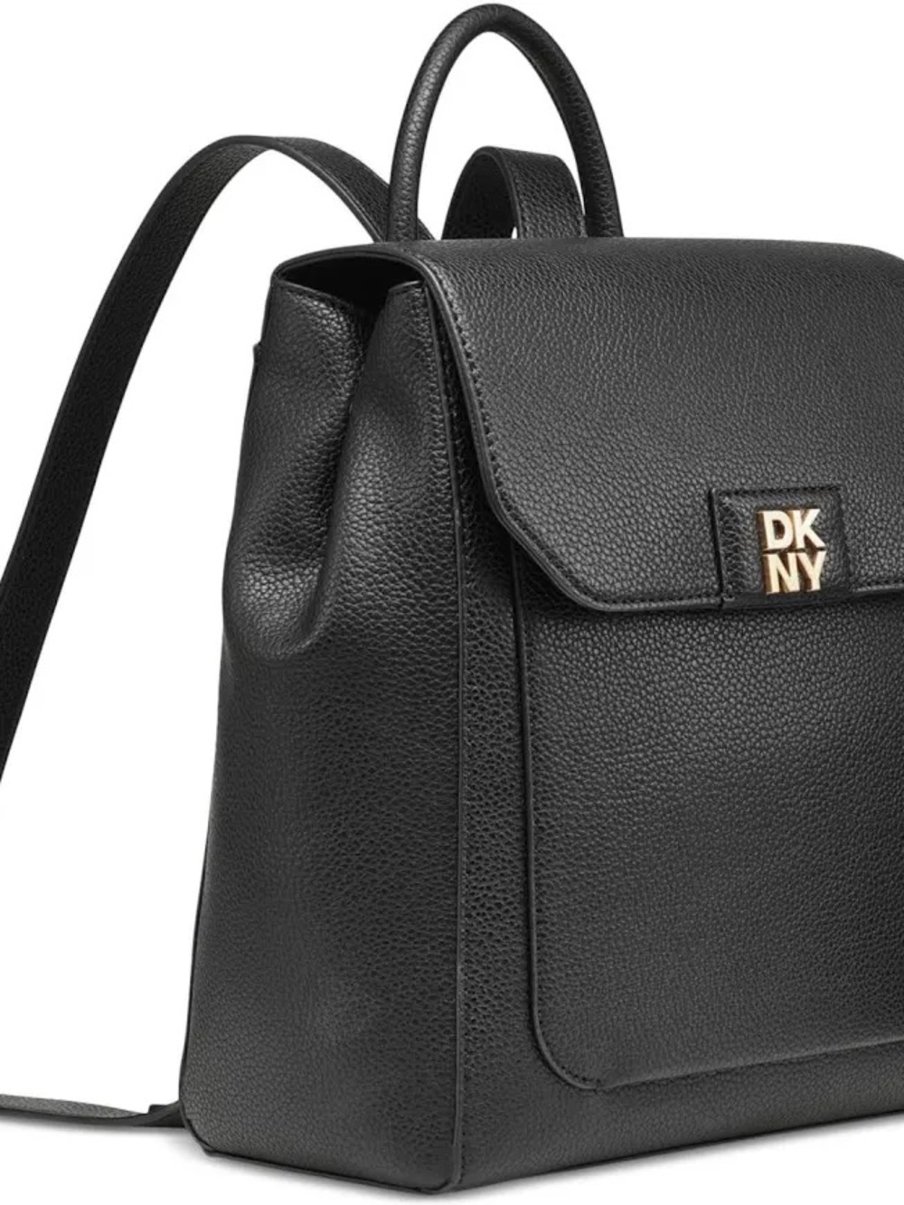 DKNY Robin Small Backpack Black Pebbled Faux Leather Gold Logo NWT Dust Bag - Picture 5 of 12